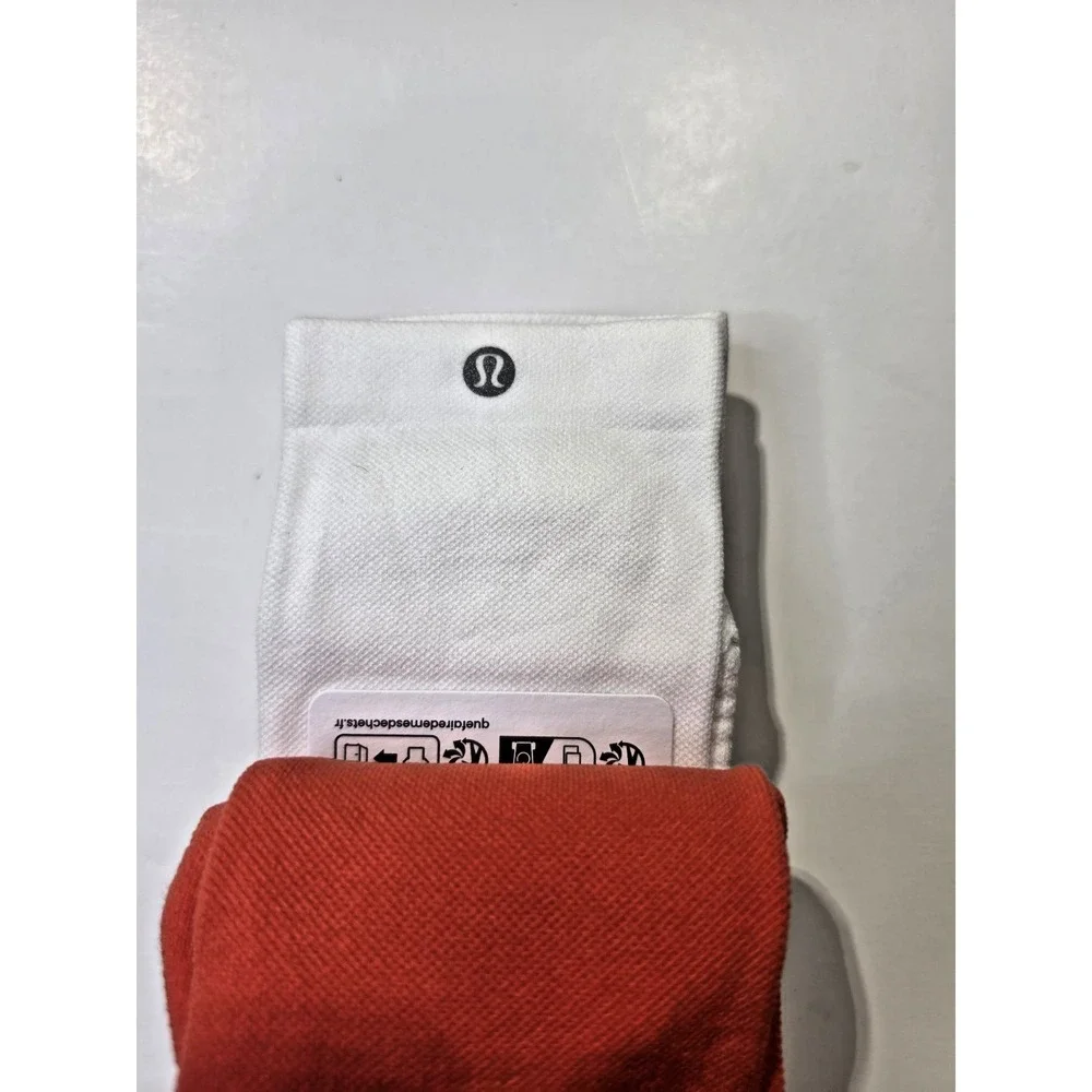 Lululemon Power Stride Crew Socks 3 Pack Orange Pink White Size L NWT Unisex